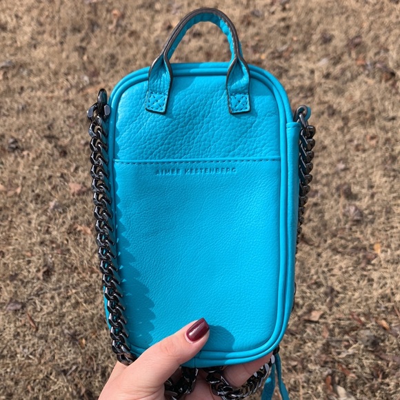 🦕NWOT 🦕Leather Aimee Kestenberg Aqua/Teal Crossbody Bag! - Picture 16 of 16